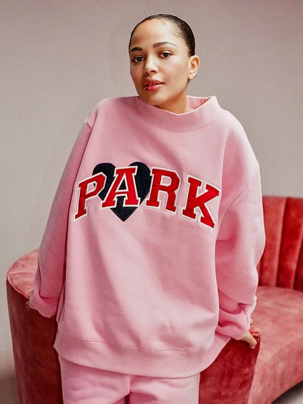 Parke Heart Appliqué Pullover Sweatshirt